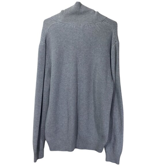 Nautica Men's Sweater M 100% Cotton Light Gray Ribbed Knit Cowl Neck - Picture 2 of 5